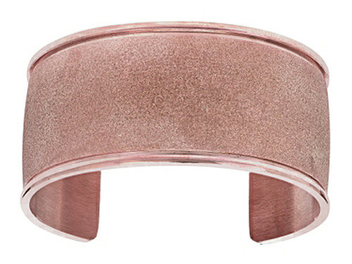 Finejewelers Stainless Steel with Rose and Glitter Finish Cuff Bangle
