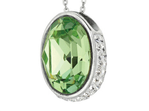 Finejewelers Sterling Silver 1.1mm Cable Chain Link Simulated Peridot Oval Ladies Pendant Necklace 460487T