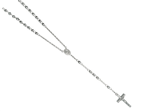 Finejewelers 26 inches Silver Rhodium Rosary Bead Necklace 460038T