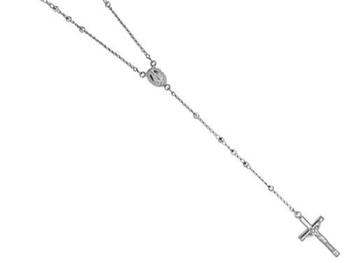 Finejewelers 26 inches Silver Rhodium Rosary Bead Necklace 460043T