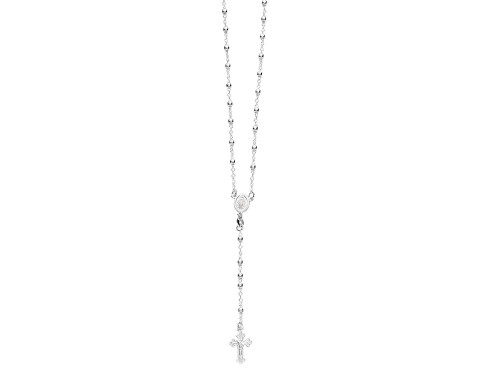 Finejewelers 26 inches Silver Rhodium 3MM Rosary Bead Necklace 460052T