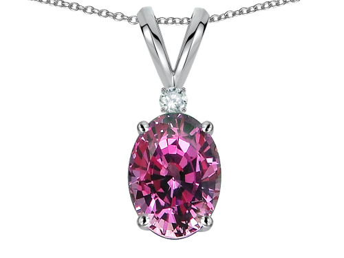 Star K Oval 7x5mm Genuine Pink Tourmaline Classic Rabbit Ears Pendant Necklace - 312240AP