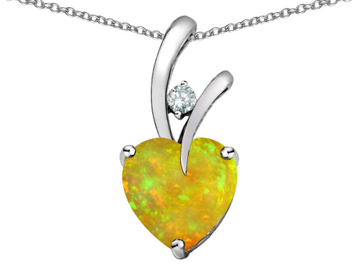 Star K Heart Shape 8mm Simulated Lemon Opal Endless Love Pendant Necklace in Sterling Silver