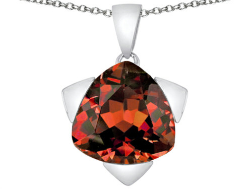 Star K Large 15mm Trillion Star Pendant Necklace with Simulated Garnet in Sterling Silver