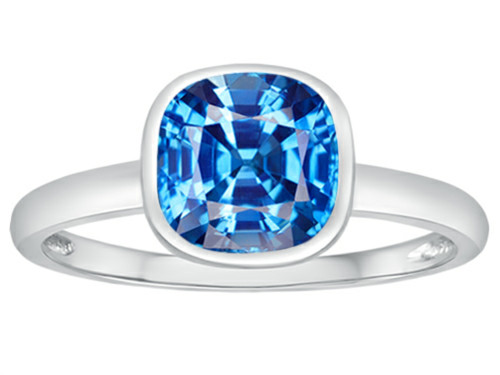Tommaso Design 7mm Cushion-Cut Genuine Blue Topaz Engagement Solitaire Ring