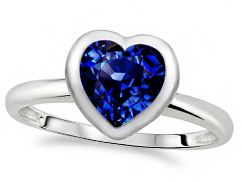 Tommaso Design 7mm Heart Shape Created Blue Sapphire Engagement Solitaire Ring - 307636AF6