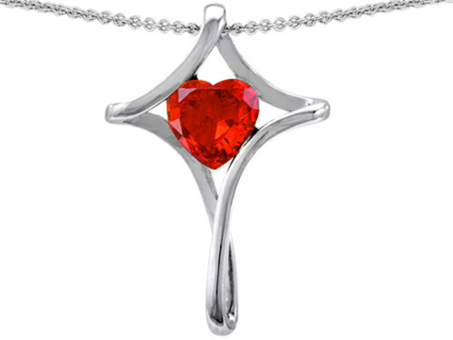 Star K Large Christian Cross Of Love Pendant Necklace with Heart Simulated Mexican Fire Opal in Sterling Silver