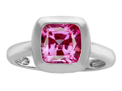 Star K 8mm Cushion-Cut Solitaire Ring with Created Pink Sapphire