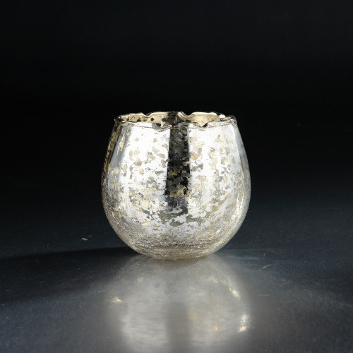 4.5” Metallic Silver and Gold Hurricane Glass Pillar Candle Holder