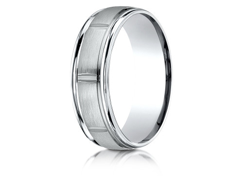 Finejewelers 18k Gold 7mm Comfort-fit Satin-finished 8 Polished Cuts and Round Edge Band - RECF7745218KD105