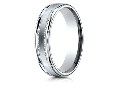 Finejewelers 18k Gold 4mm Comfort-fit Satin Finish Center with a Round Edge and Milgrain Carved Design Band - RECF7401S18KD45