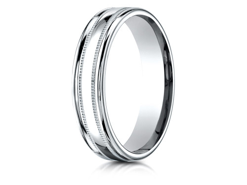 Finejewelers 18k Gold 4mm Comfort-fit High Polished Finish with a Round Edge and Milgrain Carved Design Band - RECF740118KD105