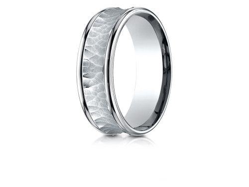 Finejewelers 18k Gold 7.5mm Comfort Fit Hammered Finish Concave Center Design Band - RECF8750818KD11