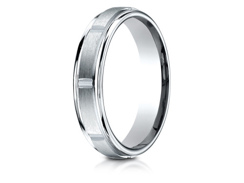 Finejewelers 14k Gold 4mm Comfort-fit Satin-finished Polished Center Cuts Round Edge Band - RECF74452A5