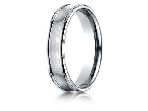 Finejewelers 18k Gold 5.5 Mm Comfort Fit Concave Round Edge Satin Center Design Band - RECF8550018KD85