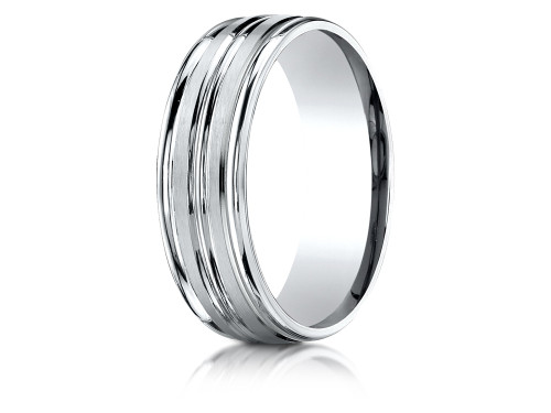 Finejewelers 10k Gold 7mm Comfort-fit Satin-finished High Polished Center Trim and Round Edge Band - RECF5718010KAF11