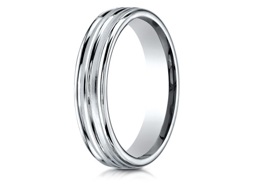 Finejewelers 18k Gold 4mm Comfort-fit Satin-finished Polished Center Trim and Round Edge Band - RECF5418018KD95