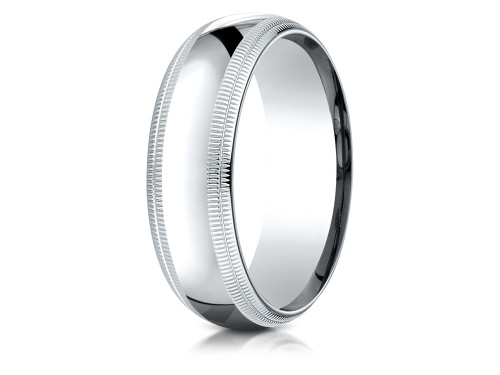 Finejewelers 18k Gold 7mm Slightly Domed Standard Comfort-fit Wedding Band / Ring with Double Milgrain - LCFD37018KD75