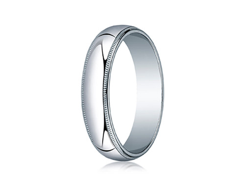 Finejewelers 18k White Gold 5mm Slightly Domed Standard Comfort-fit Ring with Milgrain - LCF35018KD12