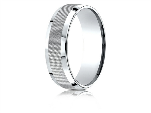 Finejewelers 18 Karat Gold 7mm Comfort-fit High Polish Round Edge Cross Hatch Center Design Band - CF6746918KD65