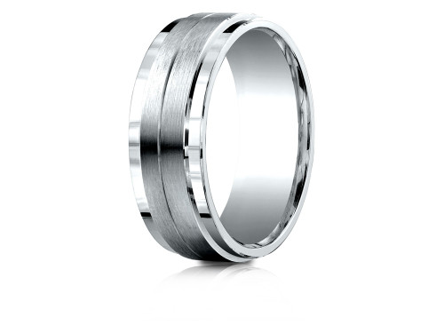 Finejewelers 18k Gold 8mm Comfort-fit Drop Bevel Satin Center Design Band - CF6835218KD45