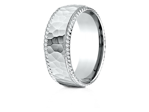 Finejewelers 18k Gold 8mm Comfort-fit Rope Edge Hammered Finish Design Band - CF6846718KD95
