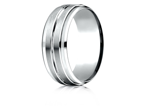 Finejewelers 18k Gold 8mm Comfort-fit Drop Bevel Satin Center Cut Design Band - CF6848418KD4