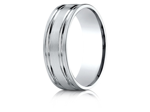 Finejewelers 18k Gold 7mm Comfort-fit Satin-finished with Parallel Grooves Carved Design Band - CF6742318KD85