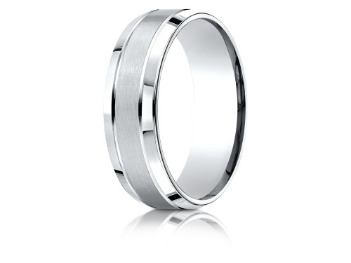 Finejewelers 18k Gold 7mm Comfort-fit Satin-finished High Polished Beveled Edge Carved Design Band - CF6743618KD13