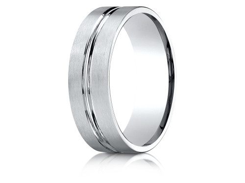 Finejewelers 18k Gold 7mm Comfort-fit Satin-finished with High Polished Center Cut Carved Design Band - CF6741118KD55