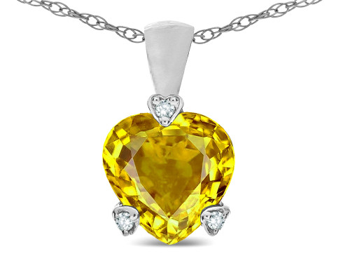 Star K 7mm Genuine Citrine Small Heart Shape Love Pendant Necklace - 315839A
