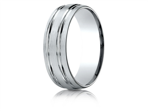 Finejewelers 18k Gold 7mm Comfort-fit Satin-finished with Parallel Grooves Carved Design Band - CF5744418KD85