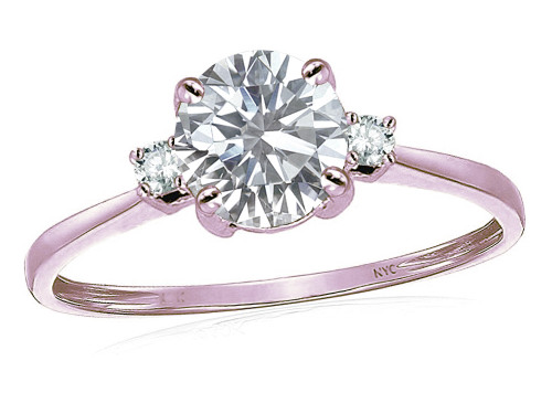 Star K 7mm Round Genuine White Topaz Classic Three 3 stone Engagement Promise Wedding Ring - 318401AP75