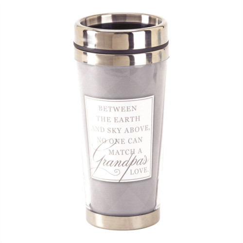 7" Silver and Gray Grandpa Love Quote Printed Travel Mug