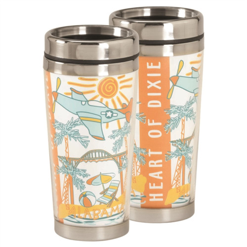 7" Silver and Orange "HEART OF DIXIE" Printed 16 oz Travel Mug