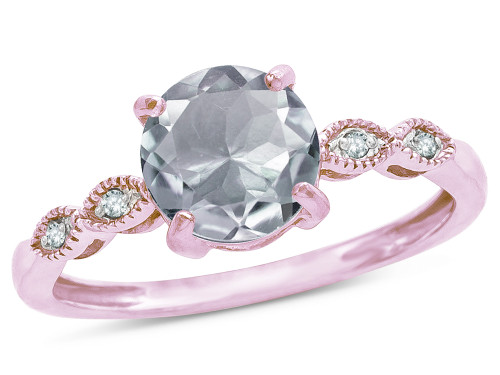 Star K Round 7mm Genuine Aquamarine Vintage Antique Look Engagement Promise Ring - 318209P55