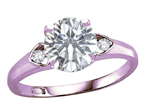 Star K Round 7mm White Topaz Three 3 Stone Heart Engagement Promise Wedding Ring - 318031AP75