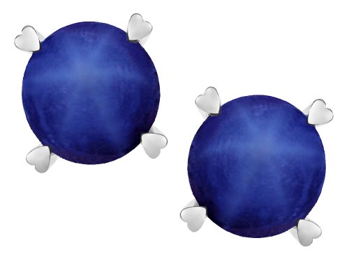 Star K Round 7mm Created Star Sapphire Push Back Stud Earrings with Heart Prongs - 317428AF