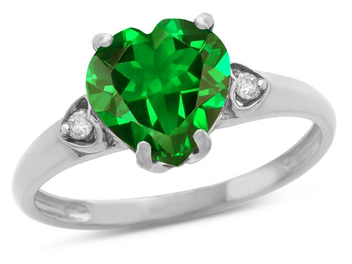 Star K Heart Shaped 8mm Simulated Emerald Engagement Promise Wedding Ring - 317850AF7