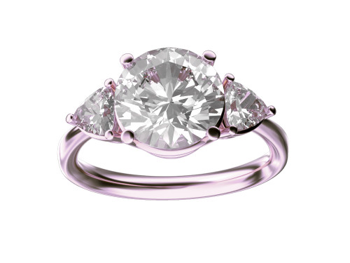 Star K Three 3 Stone 8mm Round Genuine White Topaz Trillion Engagement Promise Comfort fit Ring - 317768AP45