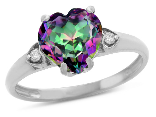 Star K Heart Shaped 8mm Rainbow Mystic Topaz Engagement Promise Wedding Ring - 317854AF85