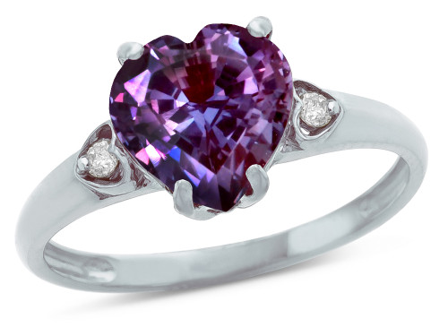 Star K Heart Shaped 8mm Simulated Alexandrite Engagement Promise Wedding Ring - 317849AF45
