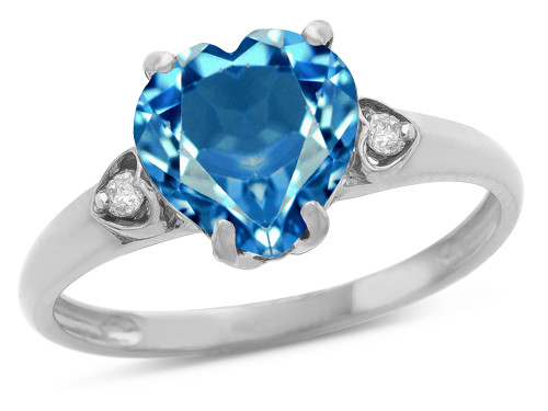 Star K Heart Shaped 8mm Genuine Blue Topaz Engagement Promise Wedding Ring - 317840AF5