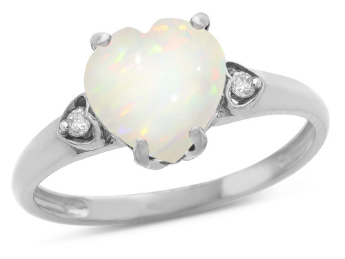 Star K Heart Shaped 8mm Genuine Opal Engagement Promise Wedding Ring - 317857AF6