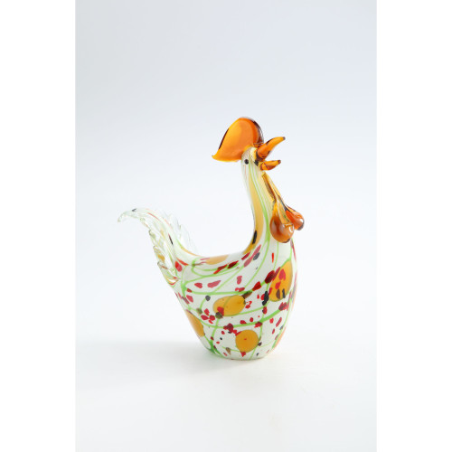 9.5" Vibrantly Colored Hand Blown Glass Chicken Figurine