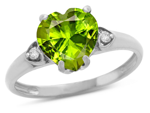 Star K Heart Shaped 8mm Genuine Peridot Engagement Promise Wedding Ring - 317843AF55
