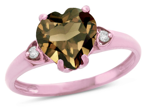 Star K Heart Shaped 8mm Genuine Smoky Quartz Engagement Promise Wedding Ring - 317834P5