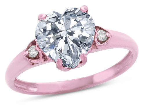 Star K Heart Shaped 8mm Genuine White Topaz Engagement Promise Wedding Ring - 317833P5