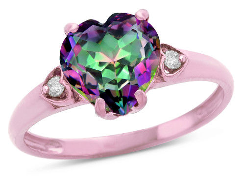 Star K Heart Shaped 8mm Rainbow Mystic Topaz Engagement Promise Wedding Ring - 317832P65