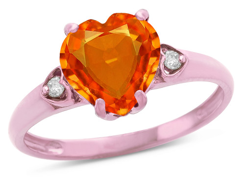 Star K Heart Shaped 8mm Simulated Orange Mexican Fire Opal Engagement Promise Wedding Ring - 317829P65